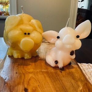 Vintage Charming Animal-Shaped Candles - Yellow and Pink